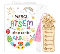 DPKOW Merci Cadeau ATSEM d'École Fin d'Année, Carte Marque Page Super ATSEM Remerciement Cadeau Maternelle, Merci pour Cette Année
