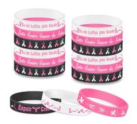DPKOW Octobre Rose Bracelets en Silicone, 15 Français Bracelets de Sensibilisation au Cancer du Sein Octobre Rose Ruban Accessoires Fournitures Activité Cadeau, Espoir Croire Luttent