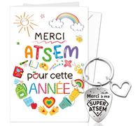 DPKOW Original Cadeau Maternelle ATSEM Merci Carte avec Enveloppe Porte adeau ATSEM d'École Fin d'Année, Cadeau Merci ATSEM pour Cette Année, Merci à ma SUPER ATSEM