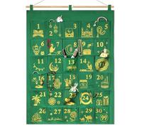 DPKOW Paillettes Tissu Ramadan Calendrier à Remplir Soit Même, Vert Or Vide Ramadan Calendrier de l'Avent a Faire Bricolage pour Cadeaux, Reutilisable, Pochon Grand, Brillant Motif