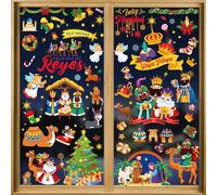 DPKOW Reyes Magos Pegatinas de Ventana Decoraciones Navidad Feliz día de Reyes Pegatinas de Ventana Decoraciones para Ventana Puerta Pared Vidrio