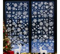 DPKOW Stickers de Fenêtre Flocons de Neige Pailletés, Stickers Noël Vitre, Vitrophanie Noel Fenetre Decoration Noel Interieur Maison, Autocollants Flocons de Neige, pour Porte Vitrine Verre