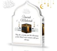 Dpkow Umrah Mubarak Plaque en acrylique, cadeau pour la famille, décorations pour l'Aïd Ramadan