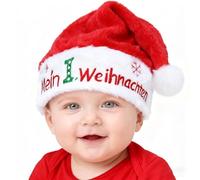 DPKOW Weihnachtsmütze Mein Erstes Weihnachten Baby Geschenk, Nikolausmütze 1. Weihnachten Baby Weihnachtsmann Mütze 4-12 Monate