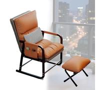DPLWJPP Inclinable Fauteuil D'intérieur,Chaise de Bureau avec Coussin Double Couche Coussin Amovible Et Poche Latérale Chaises Rembourrées pour Jardin,Pique Nique,Orange