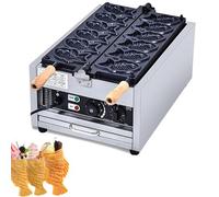 DPLXFPP Machine Taiyaki Électrique 3000 W, Gaufrier Taiyaki Fish avec Moule en Forme Poisson Double Face, Température Réglable 50 À 300 °C, pour Cuisine À Domicile, Les Desserts Fête