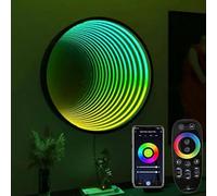 DPLXQPP Veilleuse Tunnel Rvb,Lampe Tunnel Miroir Infini,Lampes Murales Sensorielles Distance,Lumière Tunnel Multicolore pour Salle Jeux,Décoration Salon,Circle-70cm