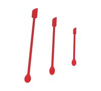 Dpofirs 3 Pièces Spatule Double Face Mini en Silicone (rouge) | Grattoir à double extrémité, usage alimentaire et cosmétique, portée étroite du pot, passe au lave-vaisselle, silicone