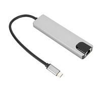 Dpofirs 6 en 1 USB Type C Hub Portable, Câble D'extension 6 Ports, USB2.0 C Mâle vers 1080P USB2.0 USB C Femelle RJ45 Station d'accueil à Dissipation Thermique, Hub Blanc