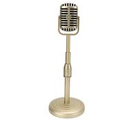 Dpofirs Accessoire de Jouet de Microphone Vintage avec Support, Accessoire de Microphone Rétro pour la Photographie, Accessoire de Costume de Microphone de Décor de Microphone Antique pour la(Or)