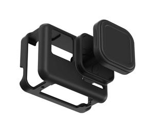 Dpofirs AMagisn AC19 Étui de Protection en Silicone pour Appareil Photo + Cache D'objectif + Kit de Sangles pour Ace Pro Protection Complète Léger Portable Noir (#4)