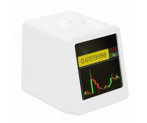 Dpofirs Bitcoin Stock Ticker Display, Crypto en Temps Réel et Suivi du marché Boursier Américain, Horloge de Bureau WiFi avec Météo et GIF, Moniteur de Prix Intelligent Compact (White)