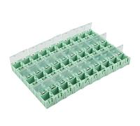 Dpofirs Boîte de Rangement SMT, Paquet de 50 Petits Organisateurs de Composants électroniques avec Couvercle Transparent et Boucle Autobloquante pour Résistances, Condensateurs IC
