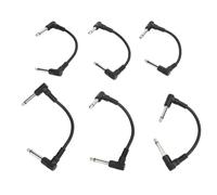 Dpofirs Câble Flexible en PVC pour Pédale D'effet de Guitare, 6 Pièces, Câble de Raccordement à Angle Droit de 6 Pouces et 1/4 Pouces pour Amplificateur de Microphone et Clavier (BLACK)