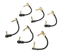 Dpofirs Câble Flexible en PVC pour Pédale D'effet de Guitare, 6 Pièces, Câble de Raccordement à Angle Droit de 6 Pouces et 1/4 Pouces pour Amplificateur de Microphone et Clavier (Tête Plate Or)