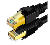 Dpofirs Câble Réseau Cat 8, Cordon Ethernet Haute Vitesse 40 Gbit/s avec Contacts Plaqués Or, Double Blindage pour Routeur D'ordinateur Portable (3 mètres / 9,8 Pieds)