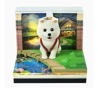 Dpofirs Calendrier 3D 2026, Bloc-Notes 3D, Calendrier, Chien Mignon, Sculpture en Papier Créative, Carrousel, Notes de Déchirées avec Lumière