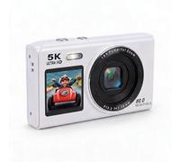 Dpofirs Caméra Double écran 5K, Appareil Photo Numérique 80MP avec Webcam WiFi Zoom 18x pourVlogging, Type C, Prise en Charge d'une Carte SD de 256 Go (White)