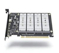 Dpofirs Carte Adaptateur M.2 PCIe 5.0, Carte D'extension SSD M.2 NVMe 4 Ports vers Emplacement PCIe X16 avec 128 Gbit/s par Port, Prend en Charge PCIe3.0 et 4.0, pour Mise à Niveau du