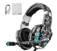 Dpofirs Casque de Jeu avec Lumière LED, Conception Antibruit (Grey Camo) | Léger et ergonomique, coussinets d\'oreille profilés en 3D, connexion USB