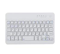 Dpofirs Clavier Bluetooth sans Fil Ultra Mince de 7-8 Pouces, Clavier Universel Portable en Alliage D'aluminium pour Windows iOS Andriod, Prise en Charge du Thaï et de L'anglais, Couleur Blanche