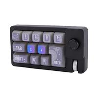 Dpofirs Clavier de Jeu Mécanique Rvb à Une Main avec Bouton et Molette de Défilement, Clavier Programmable Macro Pad Macropad
