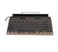 Dpofirs Clavier de Type Dactylographie Mécanique sans Fil, Rétroéclairage LED à 14 Modes, BT USB C Dual Mode, Keycaps Rounds Punk Swappables Chauds, Cadre Métal (Couleur du Bois)