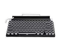 Dpofirs Clavier de Type Dactylographie Mécanique sans Fil, Rétroéclairage LED à 14 Modes, BT USB C Dual Mode, Keycaps Rounds Punk Swappables Chauds, Cadre Métal (Black)