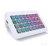 Dpofirs Clavier Macro, Manette de Jeu pour Le Streaming, Raccourcis Clavier, 32 Touches Programmables, pavé Visuel Personnalisable avec IA (White)