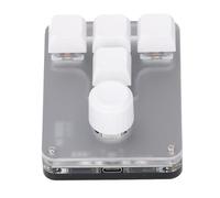 Dpofirs Clavier Mécanique Programmable avec Interrupteur Bleu, 4 Touches, 1 Bouton, Lumière RGB Blanche, pour Jeux, Tâches de Bureau, Contrôle Industriel de la Musique
