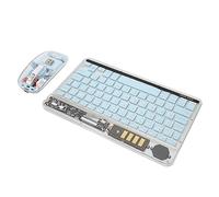 Dpofirs Combo Clavier Souris sans Fil Transparent, Clavier D'ordinateur Portable 3 Modes avec connectivité Multi-appareils, Clavier rétroéclairé Compatible avec OS Android Windows Phone (Bleu)