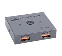 Dpofirs Commutateur USB 3.2, Sélecteur USB 2 Entrées Sorties 10 Gbit/s avec Indicateur LED pour Ordinateurs Partageant Clavier, Souris, Imprimante, Scanner, Plug and Play
