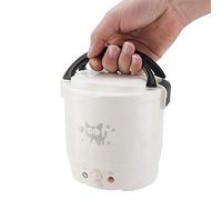 Dpofirs Cuiseur à Riz Portatif de 12V 100W, Mini Cuiseur à Vapeur électrique de 1L avec le Pot Antiadhésif pour le Bureau à la Maison de Voyage de Voiture (WHITE)