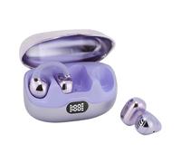 Dpofirs Écouteurs à Clipser, écouteurs Bluetooth 6.0 sans Fil à Oreille Ouverte avec Affichage Numérique, écouteurs Conduction Osseuse étanches, Réduction du Bruit pour la Course (Violet Clair)