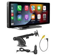 Dpofirs Écran Tactile de Voiture sans Fil, écran IPS Haute clarté 1600 X 600 de 9 Pouces Portable avec Caméra de Recul, Navigation GPS pour Commande Vocale BT 5.0 FM AUX Signal