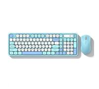 Dpofirs Ensemble Clavier et Souris sans Fil, 98 Touches, Double Connexion pour PC, Ordinateur Portable, Clavier et Souris Compactes (Bleu de Montagne lointaine)