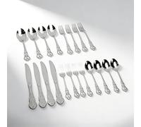 Dpofirs Ensemble de Couverts 20 Pièces pour 4 Personnes, Ensemble de Couverts en Acier Inoxydable de qualité Alimentaire, Lavable au Lave-vaisselle, Ustensiles de Cuisine Comprenant (SILVER)