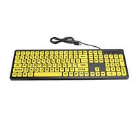 Dpofirs Gelbe Computertastatur, USB-verdrahtete Computertastatur, 108 Tasten mit gro遝m Buchstaben Druck Gelber f黵 kurzsichtige, sehbehinderte Personen