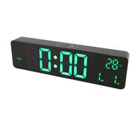 Dpofirs Horloge Murale Numérique 10 Pouces, Horloge LED avec Affichage de la Température 12/24 Heures, Horloge LED Rétroéclairée Verte Silencieuse Alimentée par Batterie pour Chambre à