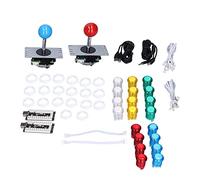 Dpofirs Kit de Bricolage D' LED 2 Joueurs pour Jeu PC USB DIY Comprenant 2 Manettes de Jeu, 20 Boutons D' à LED, 20 Bagues de Fixation de Boutons, 2 Cartes D'encodeur, 2 Capuchons de Manette
