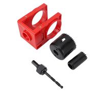 Dpofirs Kit d'installation de Serrure, Kit de Scie Cloche pour Porte à Pêne Dormant avec Gabarit de Guidage Réglable et Deux Tailles de Lames de Scie en Acier au Carbone pour Portes en Bois (rouge)