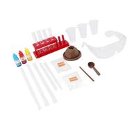 Dpofirs Kit Scientifique de Volcan en éruption, Expériences Scientifiques de Volcan STEM pour Enfants, Kit Complet de Modèle de à Faire Soi-même avec 4 Tubes à Essai, 3 Pigments, Outils et Guide pour