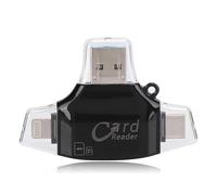 Dpofirs Lecteur de Carte Mémoire USB 4 en 1, Lecteur de Carte Portable Universel pour Appareils Photo et Téléphones, Lecteur de Carte Multifonction Noir Compatible avec Divers Systèmes Informatiques