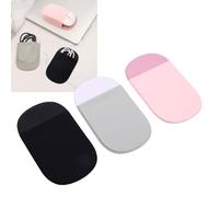 Dpofirs Lot de 3 Pochettes à Coller pour Souris pour Ordinateur Portable, Support de Souris Autocollant de Forme Ovale pour Souris sans Fil, Disque Dur, clé USB, Noir argenté Rose