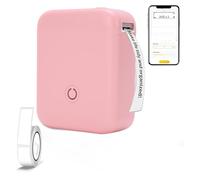 Dpofirs Machine de Création D'étiquettes, Imprimante D'étiquettes Bluetooth Portable Intégrée à Plusieurs Modèles avec Application, Imprimante Photo Thermique Portable sans Encre pour Le (Pink)