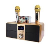 Dpofirs Machine de karaoké pour la Famille, Kit de Son de Haute qualité, Haut-Parleur Disco, Microphone karaoké intégré, Carte Audio en Direct sans Fil, Haut-Parleur karaoké Bluetooth