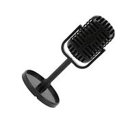Dpofirs Microphone Classique, Faux Microphone Factice pour la Pratique du Chant karaoké, Accessoire de Réaliste pour Filmer des Spectacles de Danse, Accessoires de Photographie, avec Support (Black)