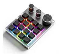 Dpofirs Mini Clavier Programmable avec 16 Touches et 3 Boutons, Clavier de Raccourci Bluetooth pour PC, Ordinateurs Portables, Plug & Play, pour Dessin, Contrôle du Volume, Jeux (Black)