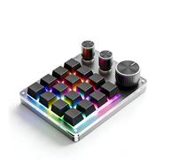 Dpofirs Mini Clavier Programmable avec 16 Touches et 3 Boutons, Clavier de Raccourci Filaire pour PC, Ordinateur Portable, Plug & Play, pour Dessin, Contrôle du Volume, Jeu (Black)