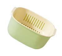 Dpofirs Panier de Lavage de Fruits et Légumes, Bassin de Drainage à Double Couche avec Construction en Plastique PP épaissi pour le Rangement du Comptoir de Cuisine (petite taille verte)